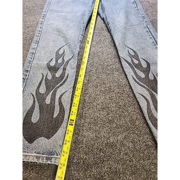 Adika Jeans Womens Size 4 Small 28x28 Straight Leg Flame Graphic Faded Denim - Picture 2 of 6